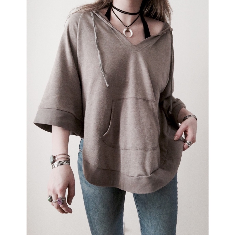 Oversized Hooded Poncho Pullover Sweatshirt